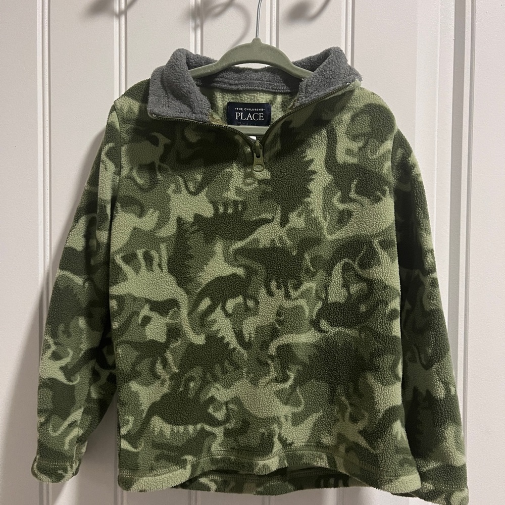 Green Dinosaur Half Zip Up Sweater